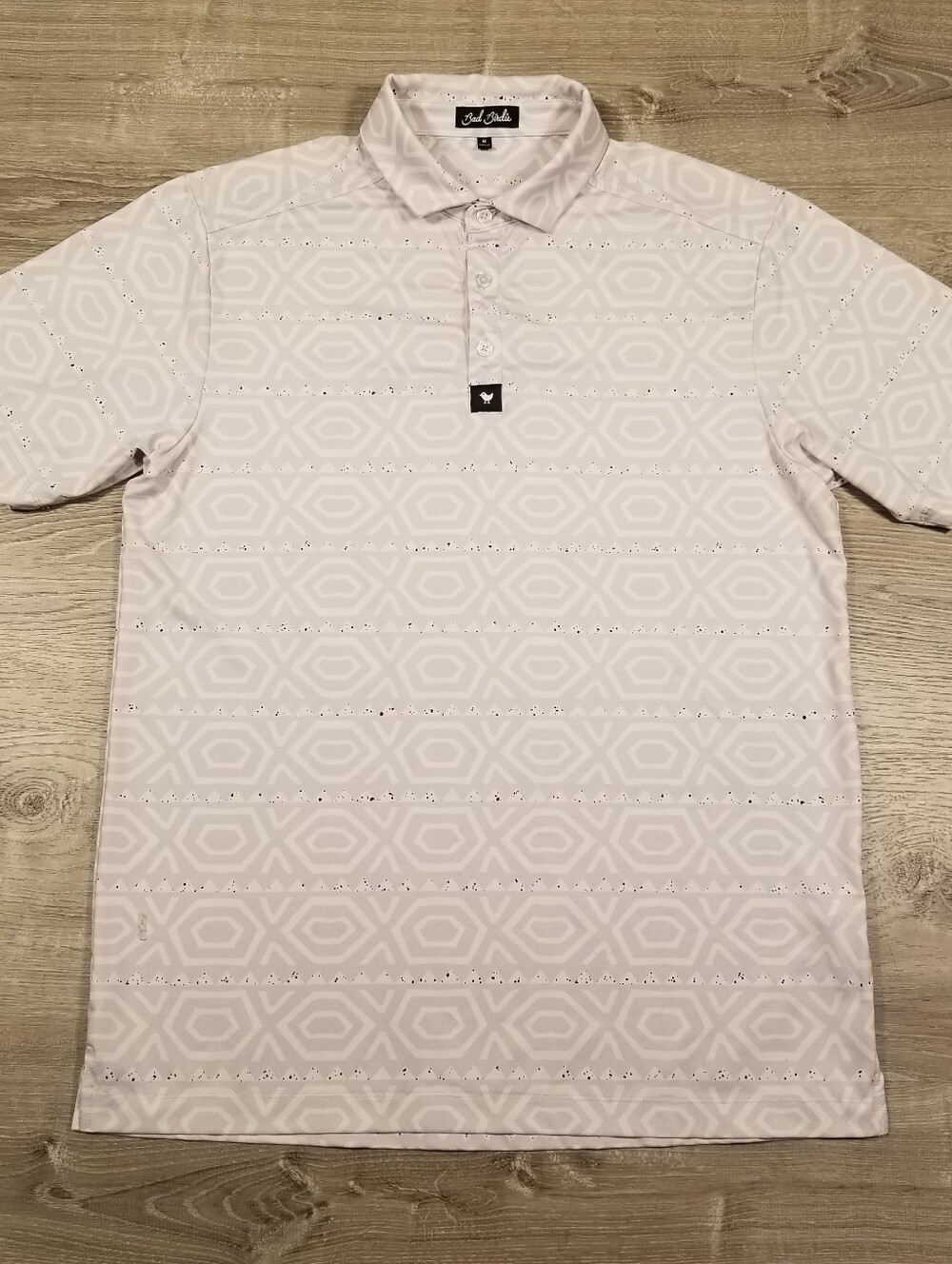 Bad Birdie Cairo Nights Golf Polo Lavender Geometric Mens Medium Short Sleeve